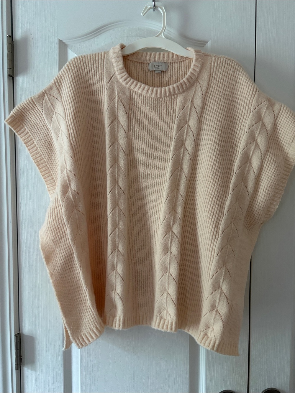 LOFT Outlet Cream Cable-Knit Short Sleeve Sweater Poncho size M/L